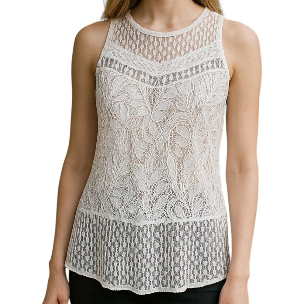 American Eagle White Lace Overlay Tank Women's Size S